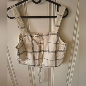 a new day Plaid Button Tie Front Crop Top